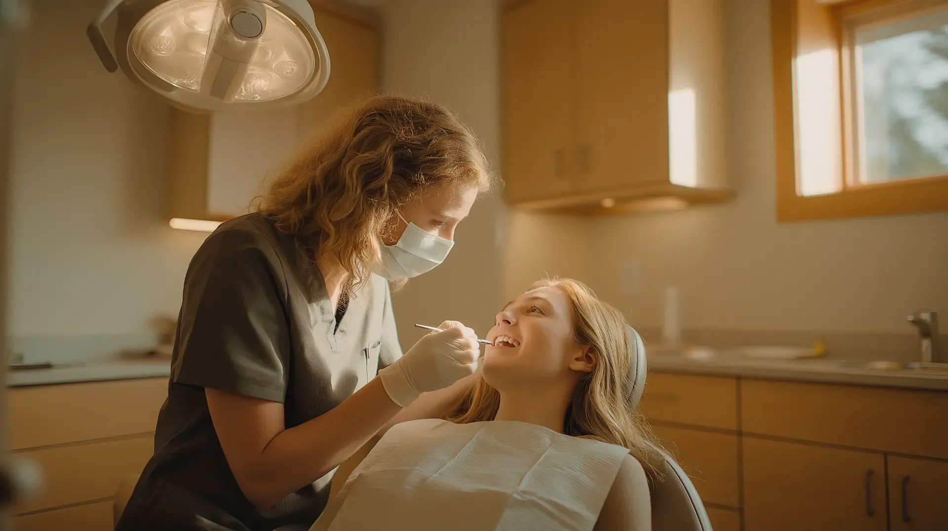 Dentist examining a patient's gums before dental implant treatment to check for active gum disease and periodontal health