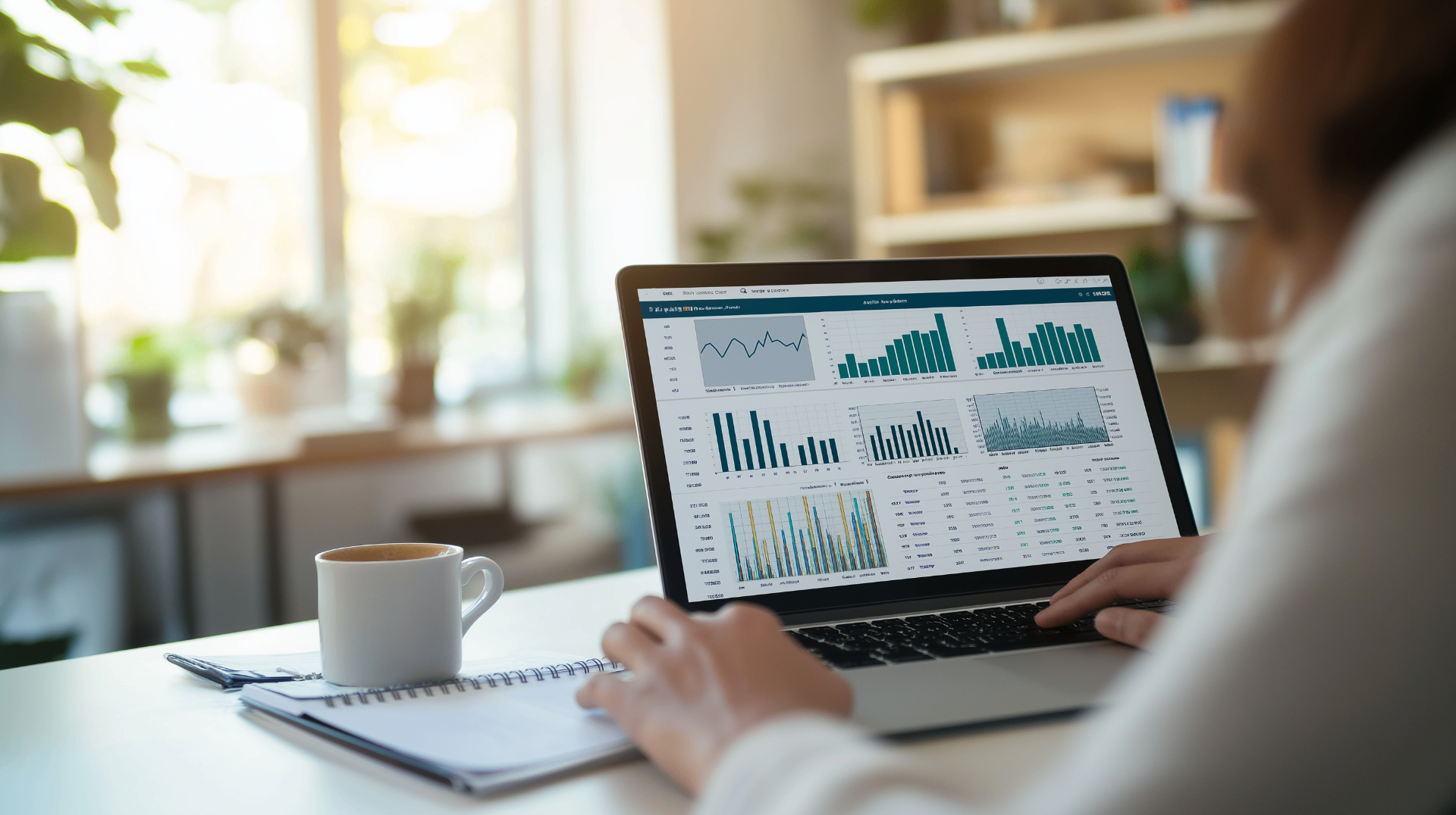 Dental practice owner reviewing financing revenue on a laptop dashboard